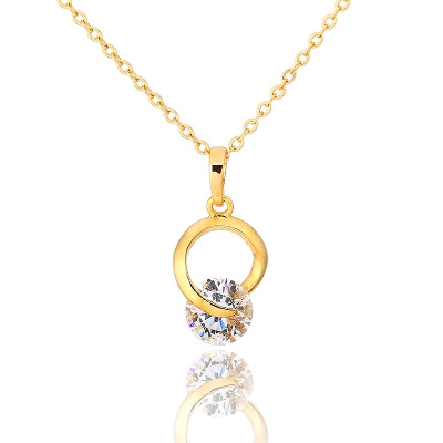 D0406 Fashion Womens Jewelry Gold Plated Crystal Zircon Diamond  Necklace Pendants