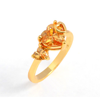 Ku Niu J1196 18K Gold Plated Brown Diamond Jewelry Finger Rings