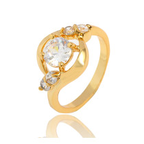 J0451 18K GP Rings, Envirionmental Copper With 18k Gold Plated Zircon Ring
