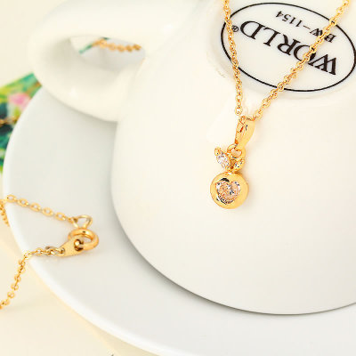 D0122Fashion Womens Jewelry Gold Plated Crystal Zircon Diamond  Necklace Pendants