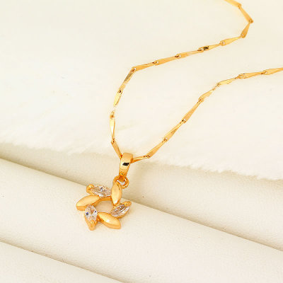 D0305 Fashion Womens Jewelry Gold Plated Crystal Zircon Diamond  Necklace Pendants