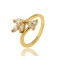 J0358 Trefoil Flower Zircon Diamond Rings Gold Plated