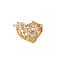 J0537 Flowers Diamond Zircon Gold Plated  Imitation Rings