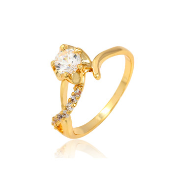 J0844 Gemstone Jewelry 18K Gold Wedding Gp White Zircon Ring