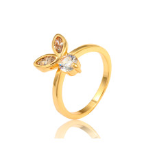 J1131 Three leaf Flower Ring Dressed Zircon Diamond