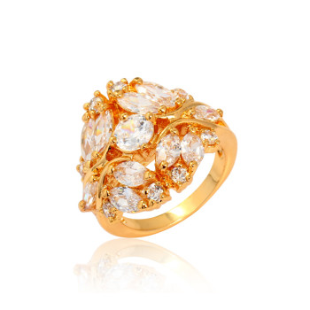 J0641 New Fashion Imitation Gold Plated Zircon Crystal Diamond Rings Environmental Copper Ring