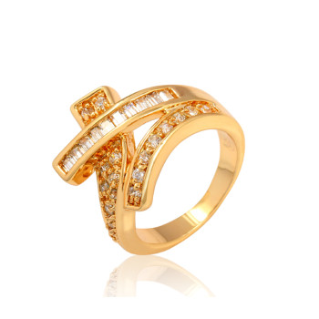 J0690 New Fashion Imitation Gold Plated Zircon Crystal Diamond Rings Environmental Copper Ring