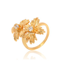 J0792 New Fashion Imitation Gold Plated Zircon Crystal Diamond Rings Environmental Copper Ring