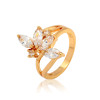 J0840 New Fashion Imitation Gold Plated Zircon Crystal Diamond Rings Environmental Copper Ring