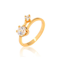 J1077 New Fashion Imitation Gold Plated Zircon Crystal Diamond Rings Environmental Copper Ring