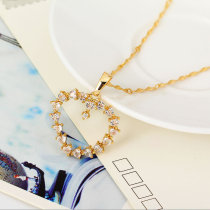 D0076 Fashion Womens Jewelry Gold Plated Crystal Zircon Diamond  Necklace Pendants