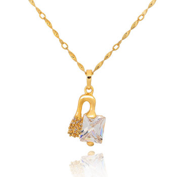 D0317 Fashion Womens Jewelry Gold Plated Crystal Zircon Diamond  Necklace Pendants