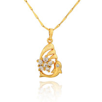 D0059 Fashion Womens Jewelry Gold Plated Zircon Necklace Pendants
