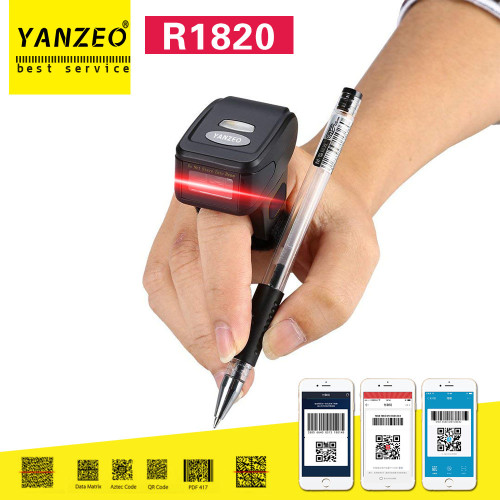 Wearable Ring Barcode Scanner| Yanzeo R1820| 2D Portable Wireless Barcode Reader Qr Code with Bluetooth 2.4G