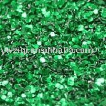 Hologram green hexagon glitter powder