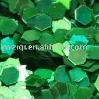 Holographic green hexagon glitter powder