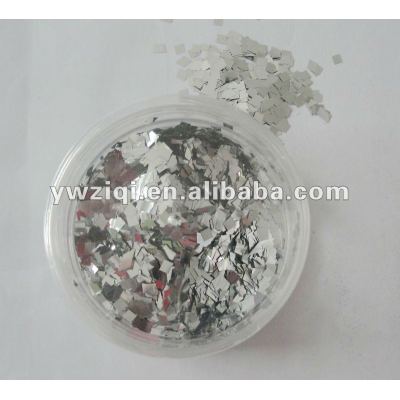 High temperature square silver colored glitter powder