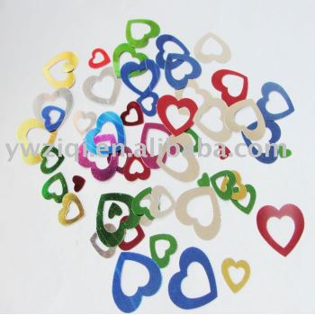 Metallic color heart shape PVC confetti for party decoration