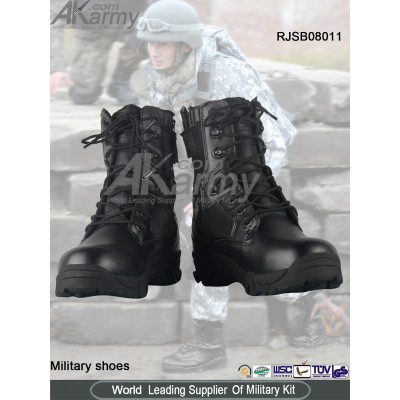 Black Zipper Military  Boots