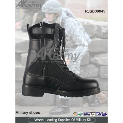 Midi Black Military Zipper Boots