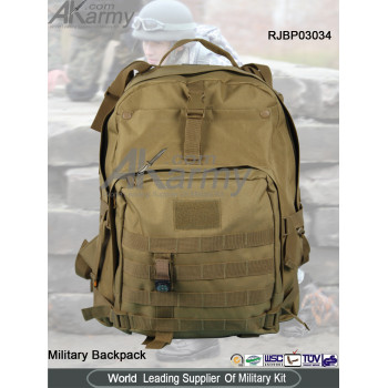 Khaki Nylon/ Fabric Military Backpack