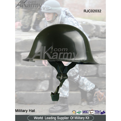 Olive green military helmet