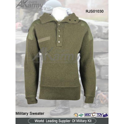 Drab Green Wool German-style Military Sweater