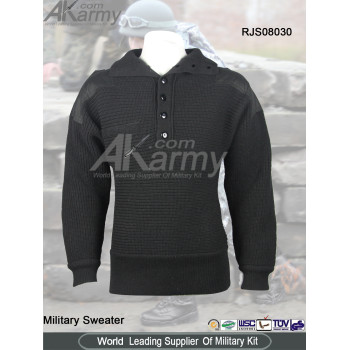 Wool Black German-style Military Sweater/Pullover