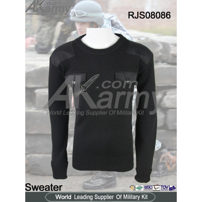 AKMAX black wool commando pullover sweater