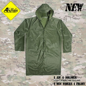 AKMAX High quality olive green polyester raincoat military poncho for camping rain jacket