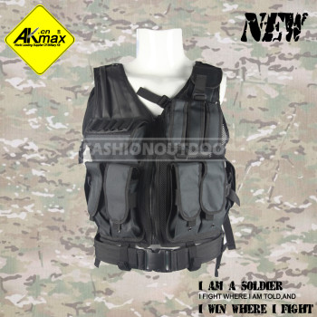 Akmax 600D polyester oxford mens black tactical vest outdoor multi-functional army vest military tactical vest