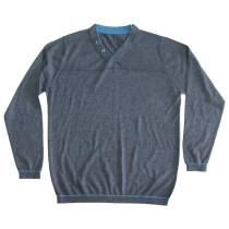 Men Mercerized merino wool V-neck Flat knitting sweater pullover