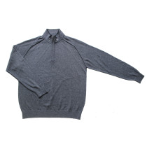 Men  worsted merino wool half cardigan neck reglan sleeve flat knitting sweater pullover