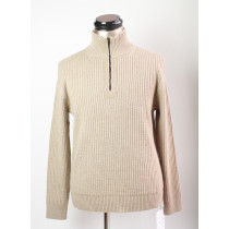 Men  zip turtle-neck merino wool ribbging sweater  pullover