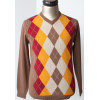Men 100% merino wool  contrast color jacquard sweater pullover