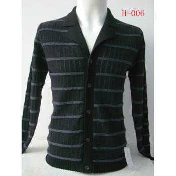 Men wool lapel cardigan with jacquard