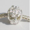 Vnistar silver plated cheap european beads PBD781 with flowers carved out, sold as 20pcs each pack