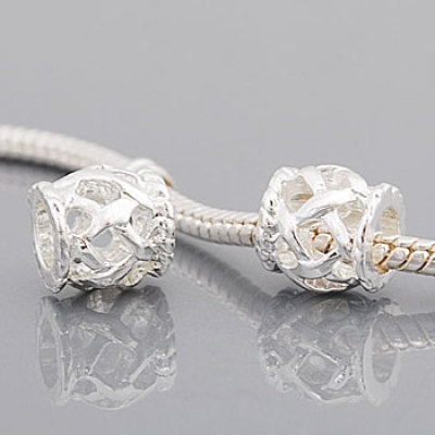 Antique silver plated net bead PBD607, free shipping big hole beads in 11*12mm, sold as 20pcs each pack