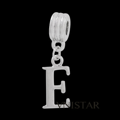 Silver plated letter E dangle beads PBD1665-E free shipping alphabet european beads D in 9*31mm, sold as 20pcs each pack
