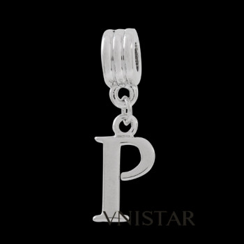Silver plated letter P dangle beads PBD1665-P free shipping alphabet european beads P in 10*31mm, sold as 20pcs each pack