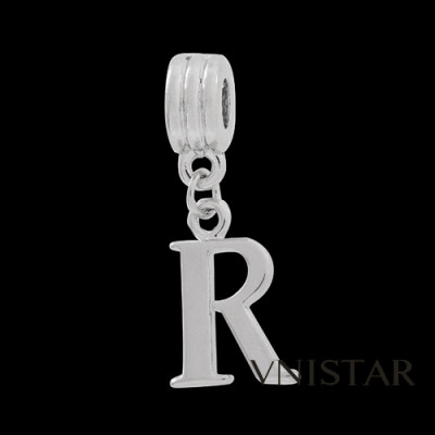 Silver plated letter R dangle beads PBD1665-R free shipping alphabet european beads R in 12*31mm, sold as 20pcs each pack