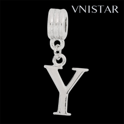 Silver plated letter Y dangle beads PBD1665-Y free shipping alphabet european beads Y in 14*32mm, sold as 20pcs each pack