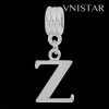 Silver plated letter Z dangle beads PBD1665-Z free shipping alphabet european beads Z in 13*31mm, sold as 20pcs each pack