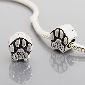 Antique silver plated european style dog paw beads PBD689-1, free shipping beads with 