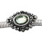 Antique silver plated european style eye shaped beads PBD232-2 with green crystal, free shipping big hole eye beads in 10*15mm, sold as 20pcs each pack