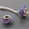 Free Shipping! Silver plated core glass bead PGB546, black bead with purple flowers, size in 9*14mm, sold as 20pcs each pack