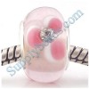 Free Shipping! Silver plated core bulk glass beads PGSS043, pink glass beads with white stones, sold as 20pcs each pack