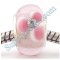 Free Shipping! Silver plated core bulk glass beads PGSS043, pink glass beads with white stones, sold as 20pcs each pack