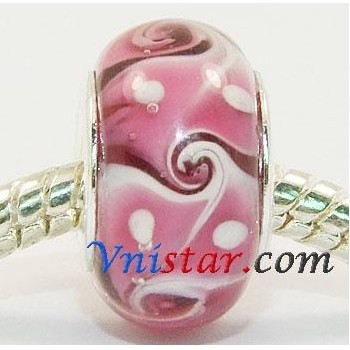 Free Shipping! Vnistar silver plated core glass beads with rosiness color-PGB353 size 9*14mm, sold as 20pcs each pack