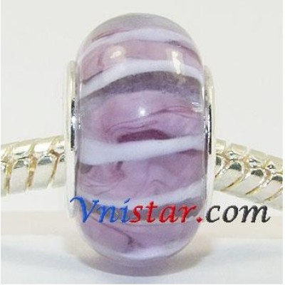Free Shipping! Vnistar silver plated core glass beads with purple color-PGB336 size 9*14mm, beads color, sold as 20pcs each pack